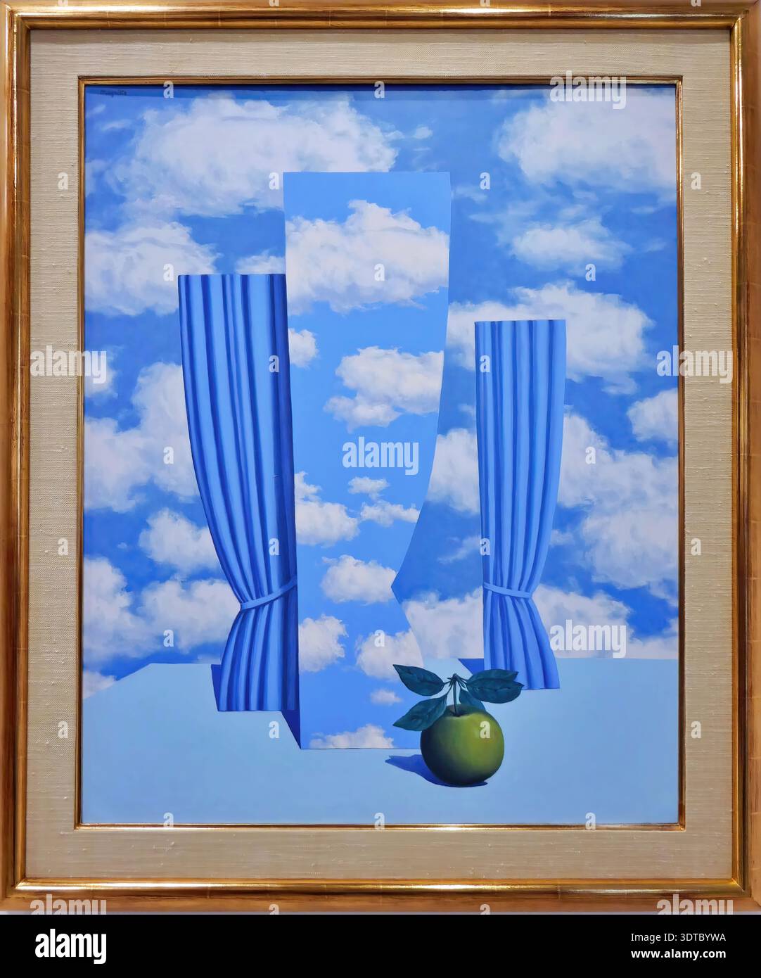 René Magritte – “Le Beau Monde” (1962) – surreal rock landscapes