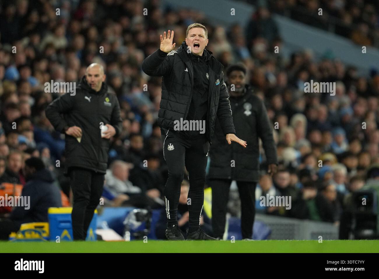Newcastle's head coach Eddie Howe reacts during the English Premier ...
