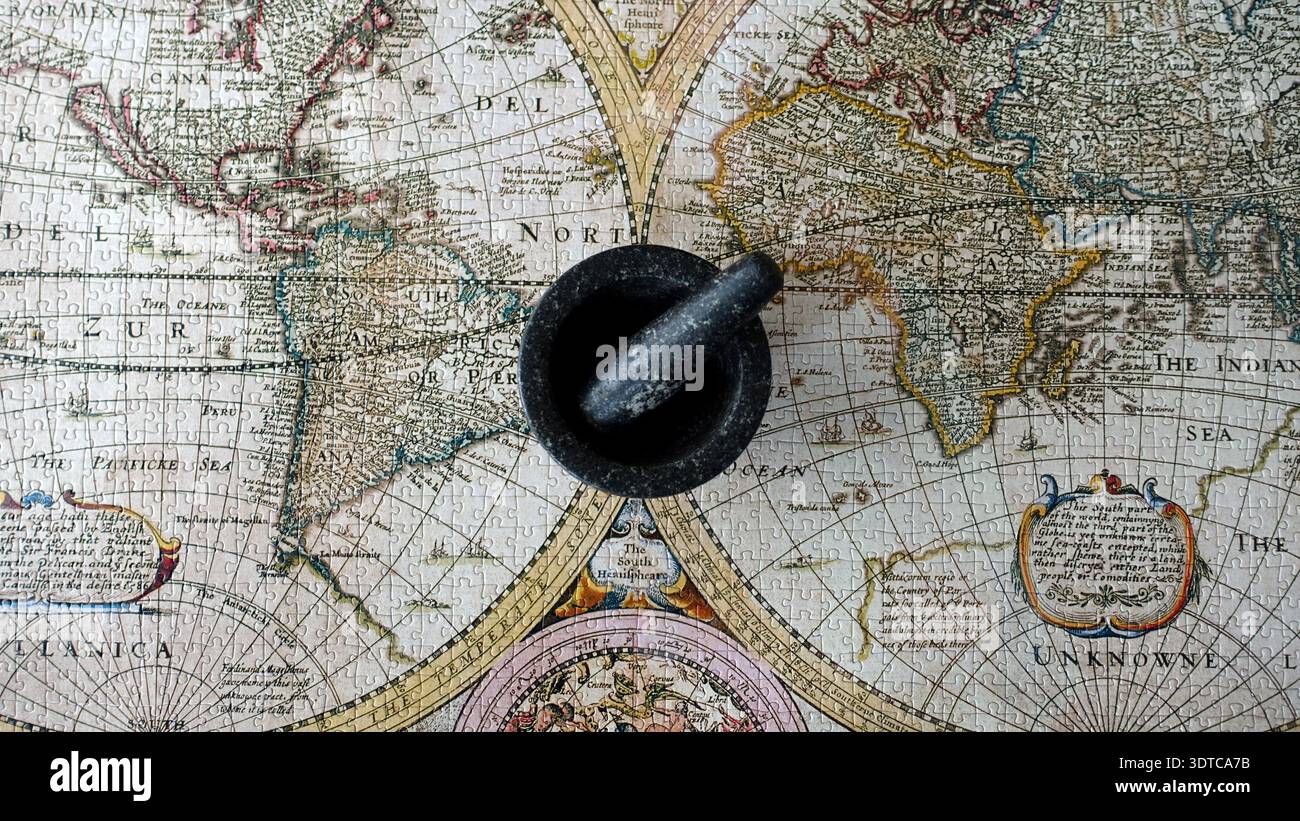 The Spice Route. An ancient map of the then known world dating back to ...