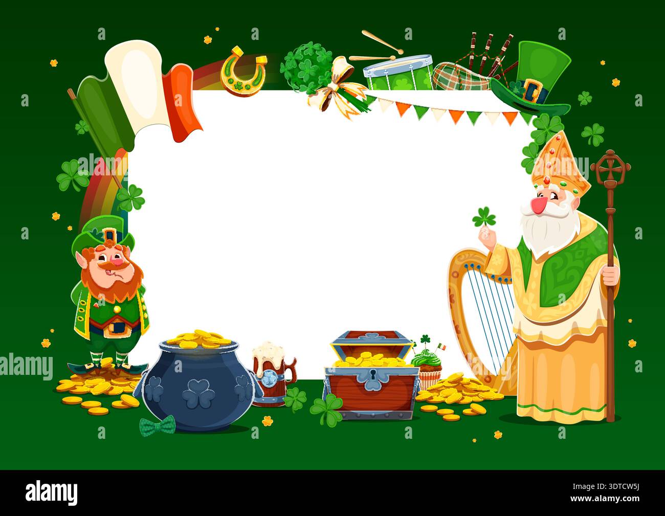 Saint Patrick's Day greeting card frame template Stock Vector
