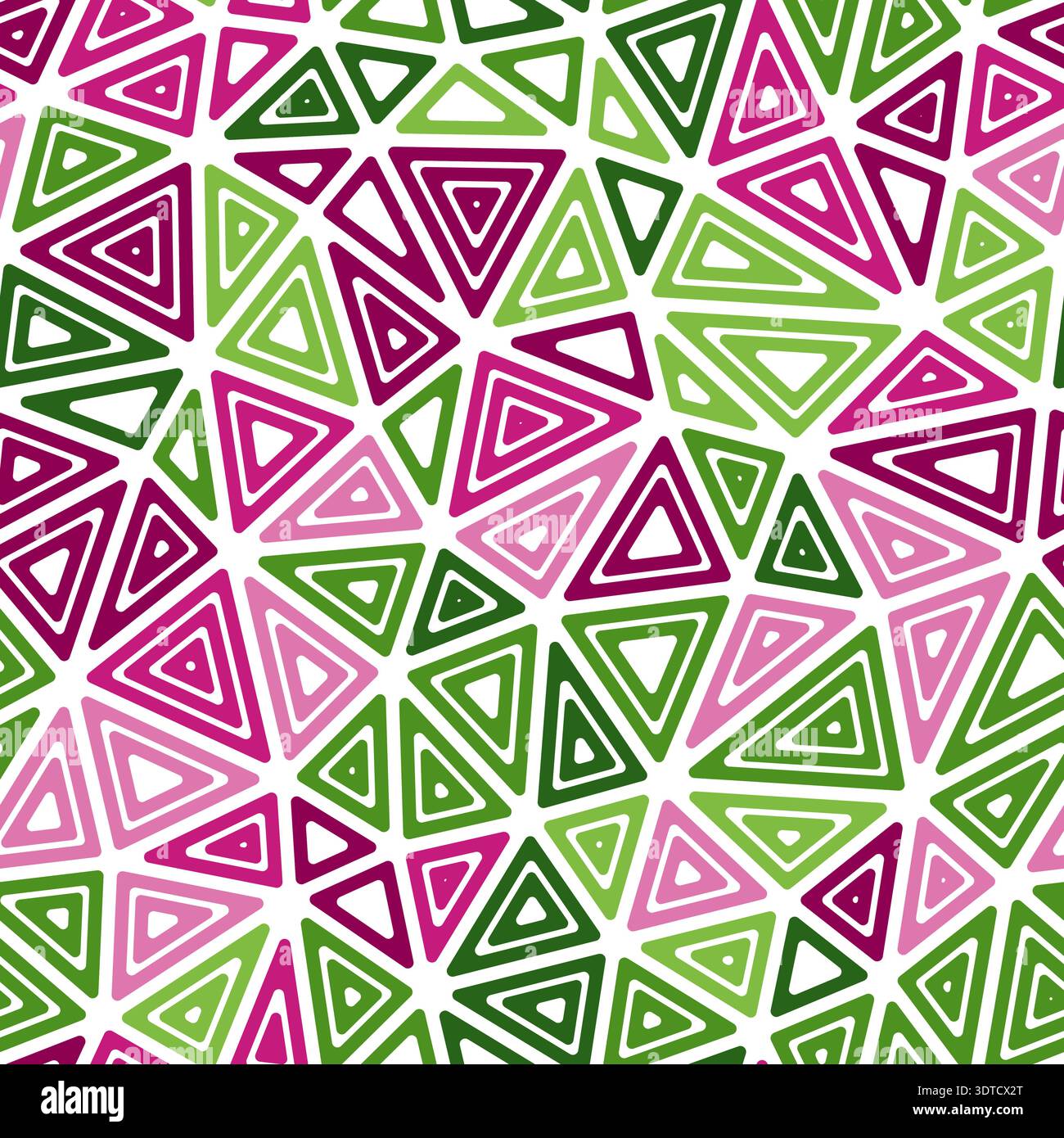Mosaic background. Multiple repeated inner triangles. Medium triangle size. Multiple colors style. Seamless pattern. Artistic vector tiles. Stock Vector