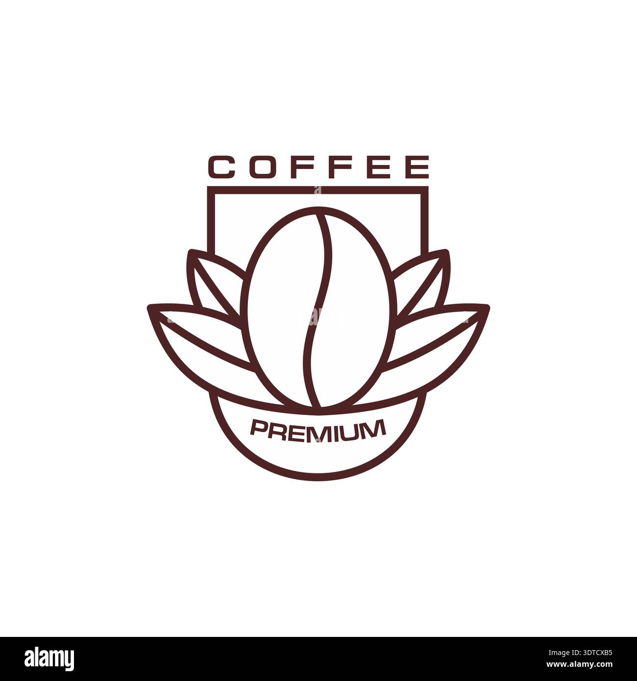 Coffee bean icon, premium coffee package label Stock Vector