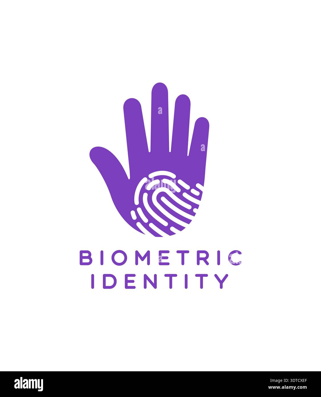 Biometric identity icon with hand and fingerprint Stock Vector