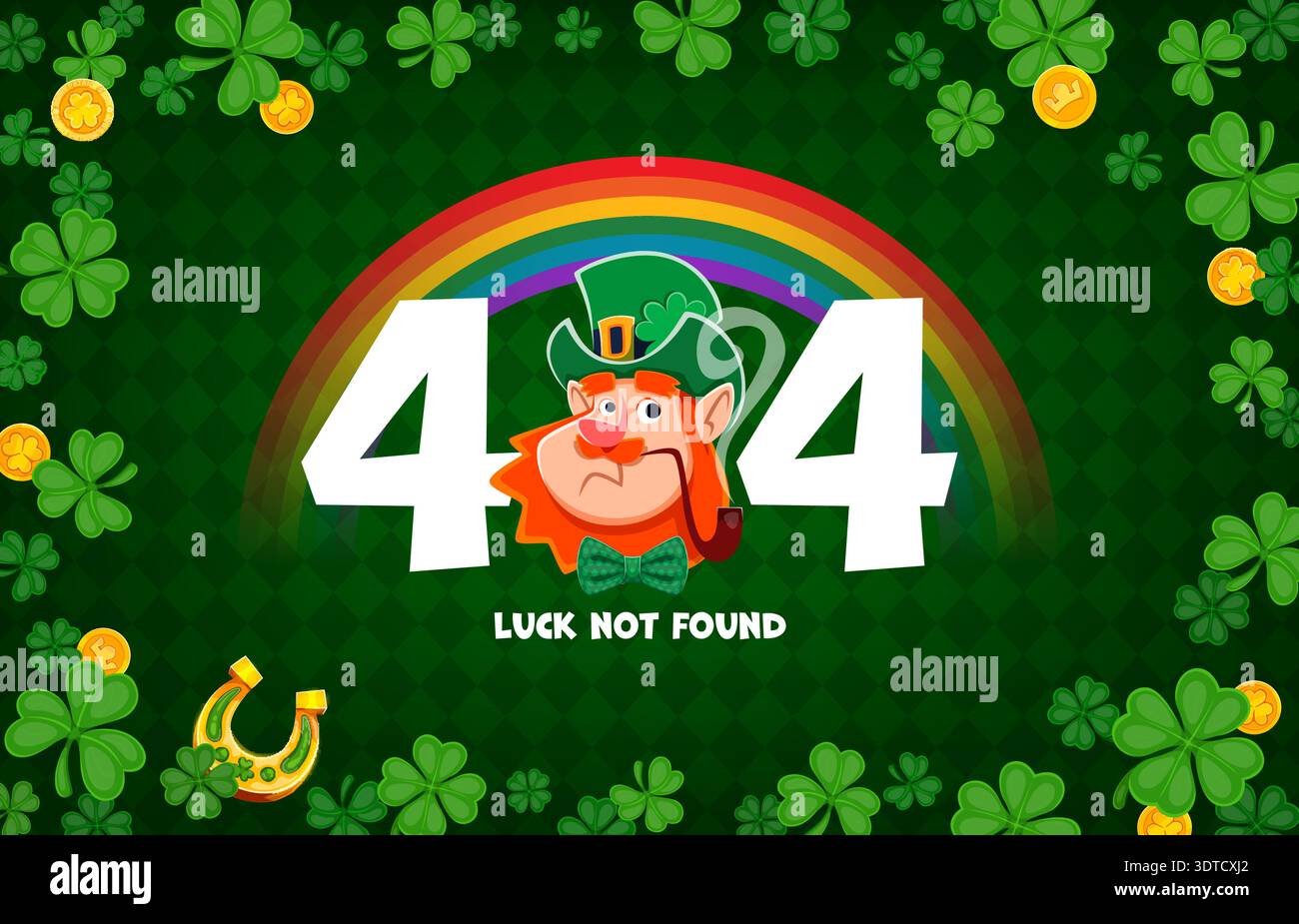 404 page not found, leprechaun for St Patrick day Stock Vector