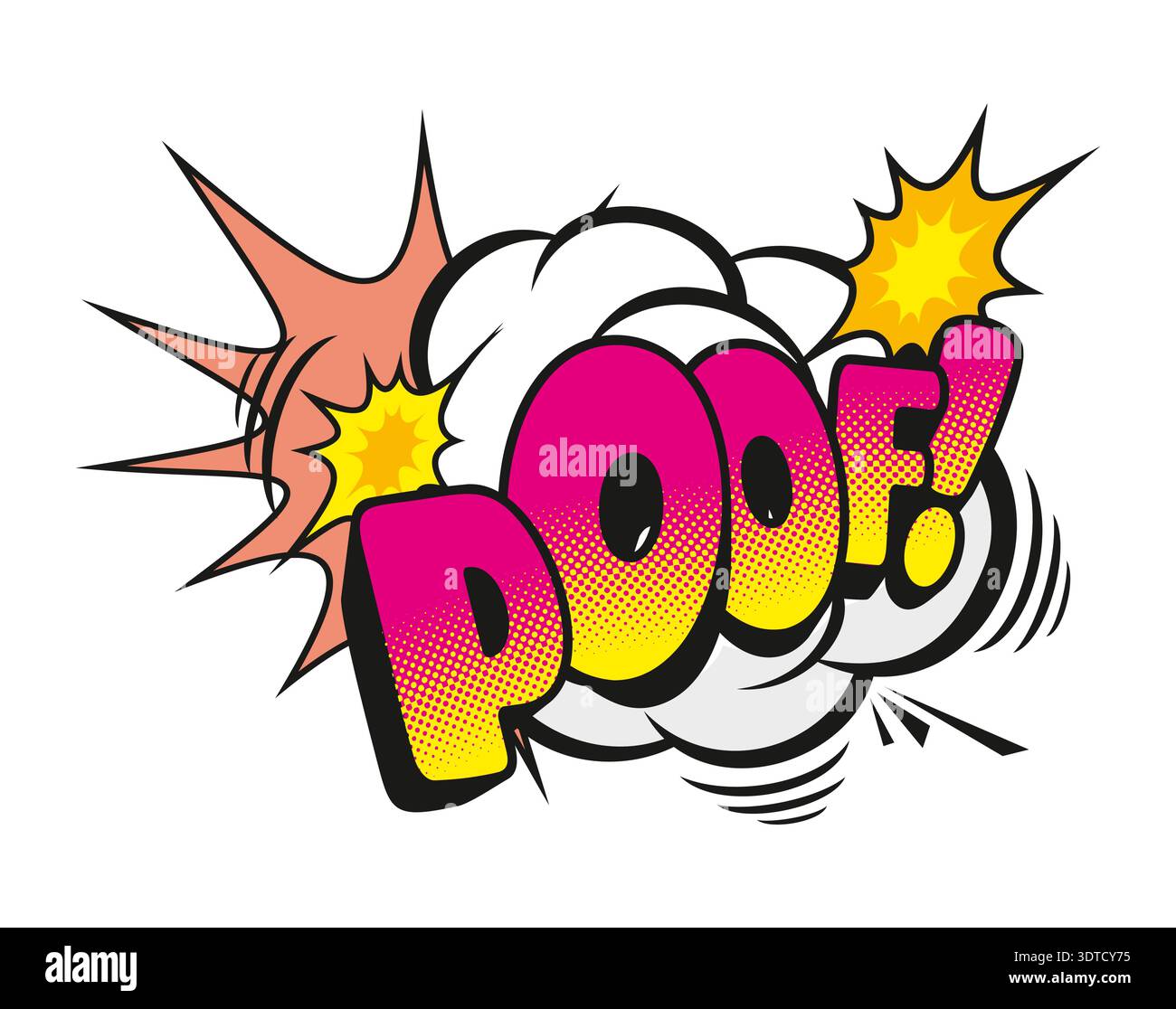 Poof comic sound effect speech bubble sticker Stock Vector