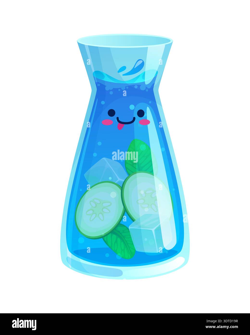 Cartoon water vector drink character with cucumber Stock Vector