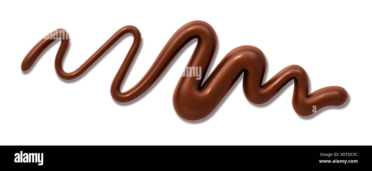 Brown chocolate flowing drizzle, liquid cocoa drop Stock Vector