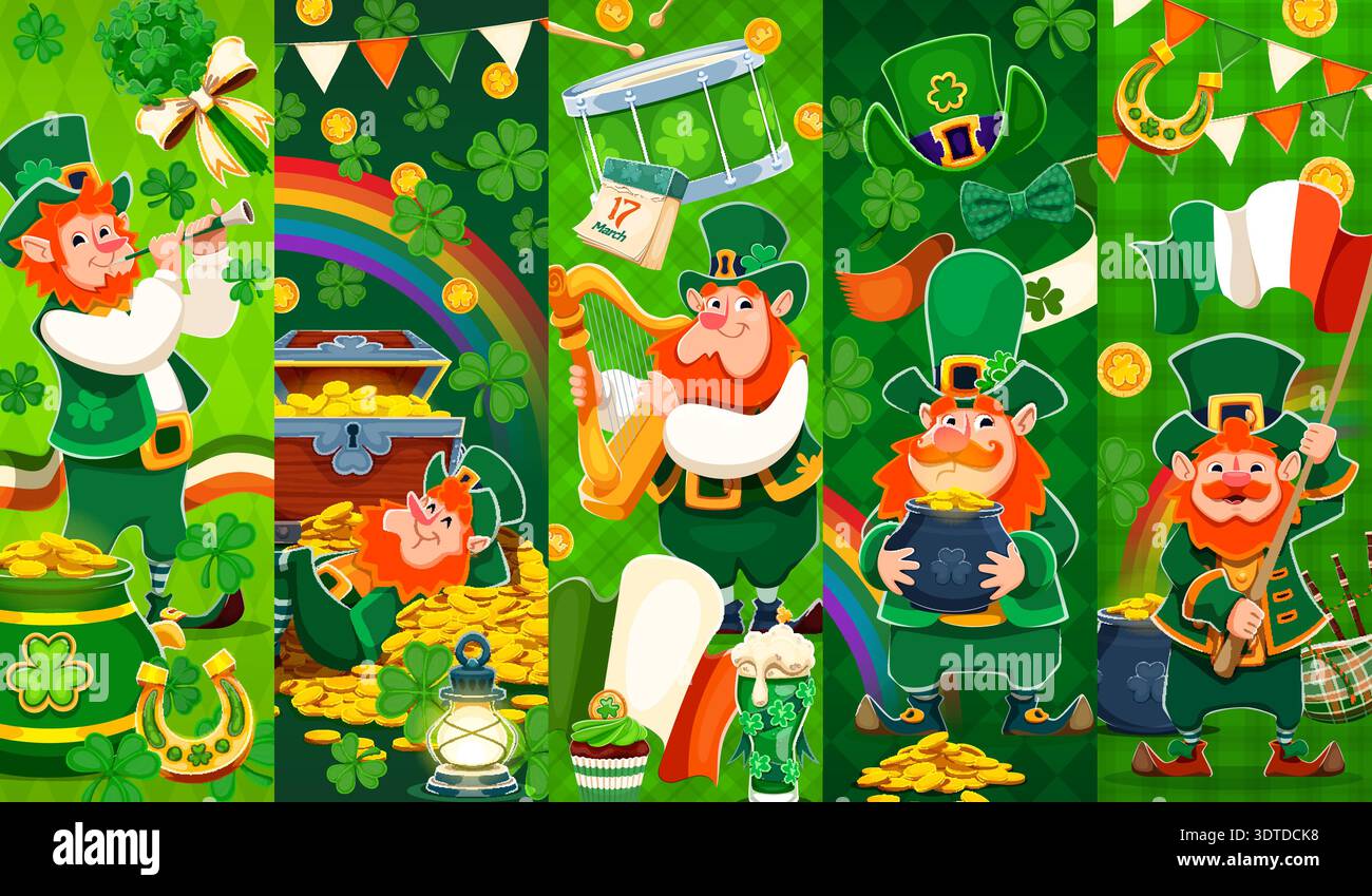 Happy Saint Patrick's day funny leprechaun collage Stock Vector