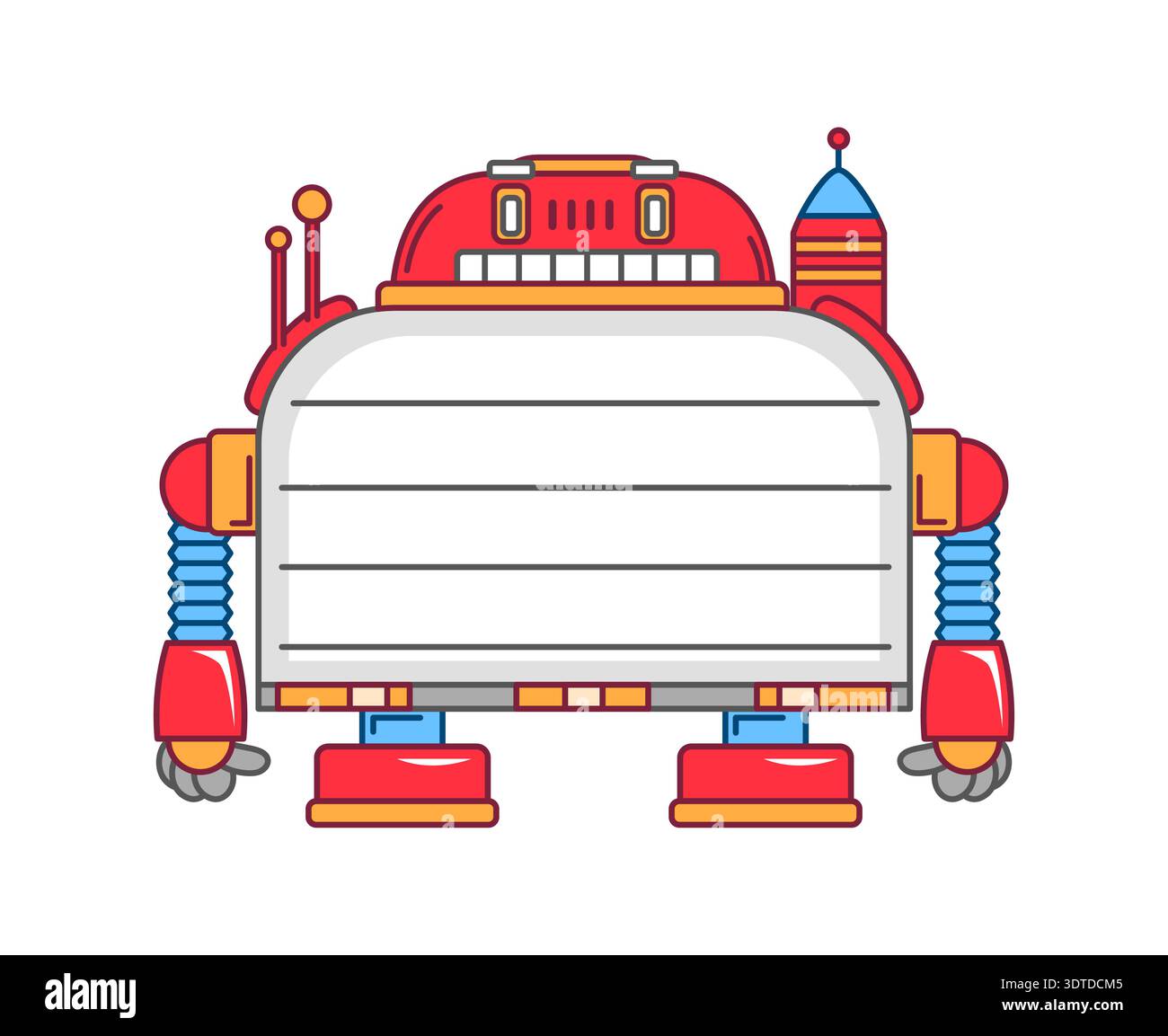 Cartoon retro robot droid for kids memo note Stock Vector