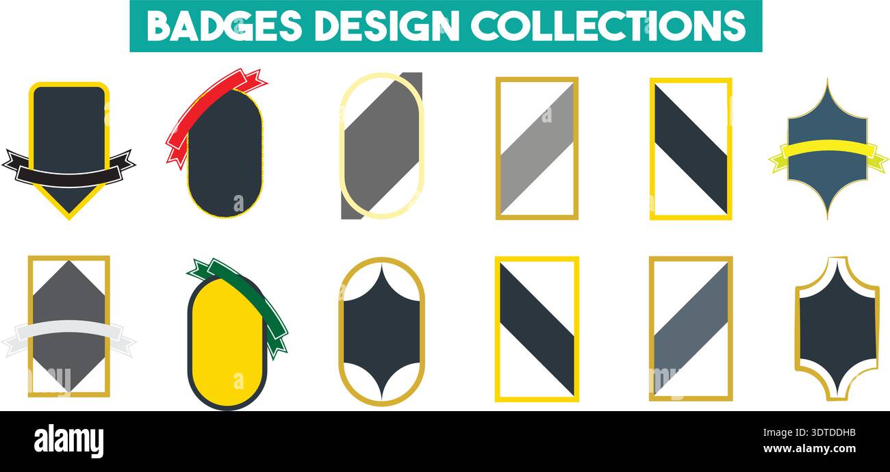 Geometric Badge Frames Collection Label Shapes Set. Stock Vector