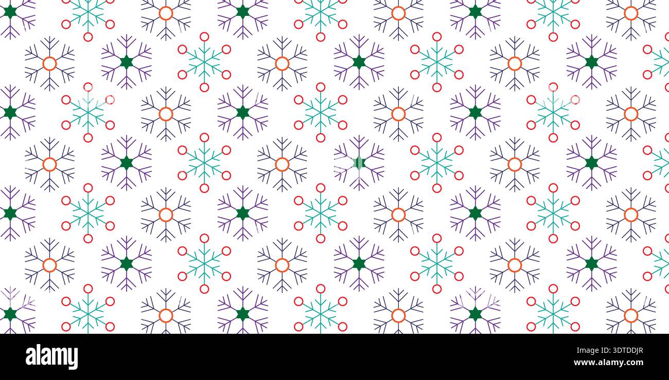 Snowflake Seamless Pattern Winter Christmas Ornament Textile Background. Stock Vector