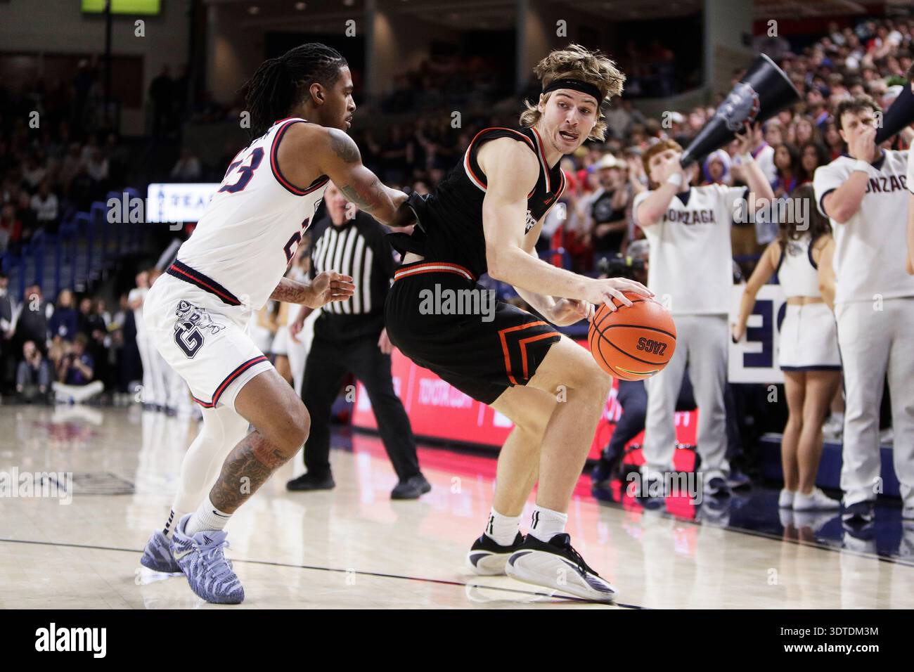 Elias Ralph Pacific forward Elias Ralph, right, controls the ball while pressured ...
