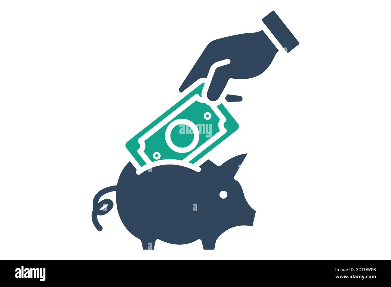 Save money solid icon. Icon related to bank. Savings elements vector illustration Stock Vector