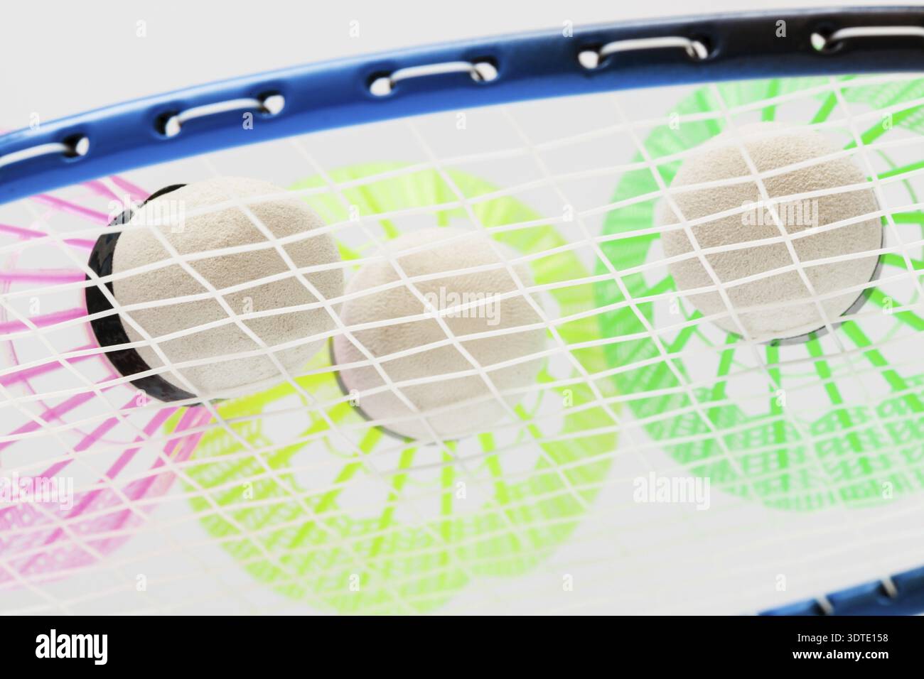 Colorful shuttlecocks for badminton close up Stock Photo