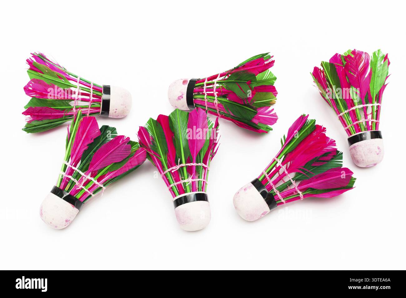 Shuttlecock with feathers on a white background Stock Photo