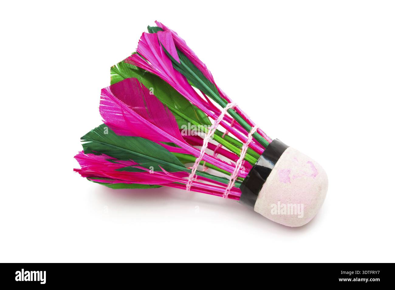 Shuttlecock with feathers on a white background Stock Photo
