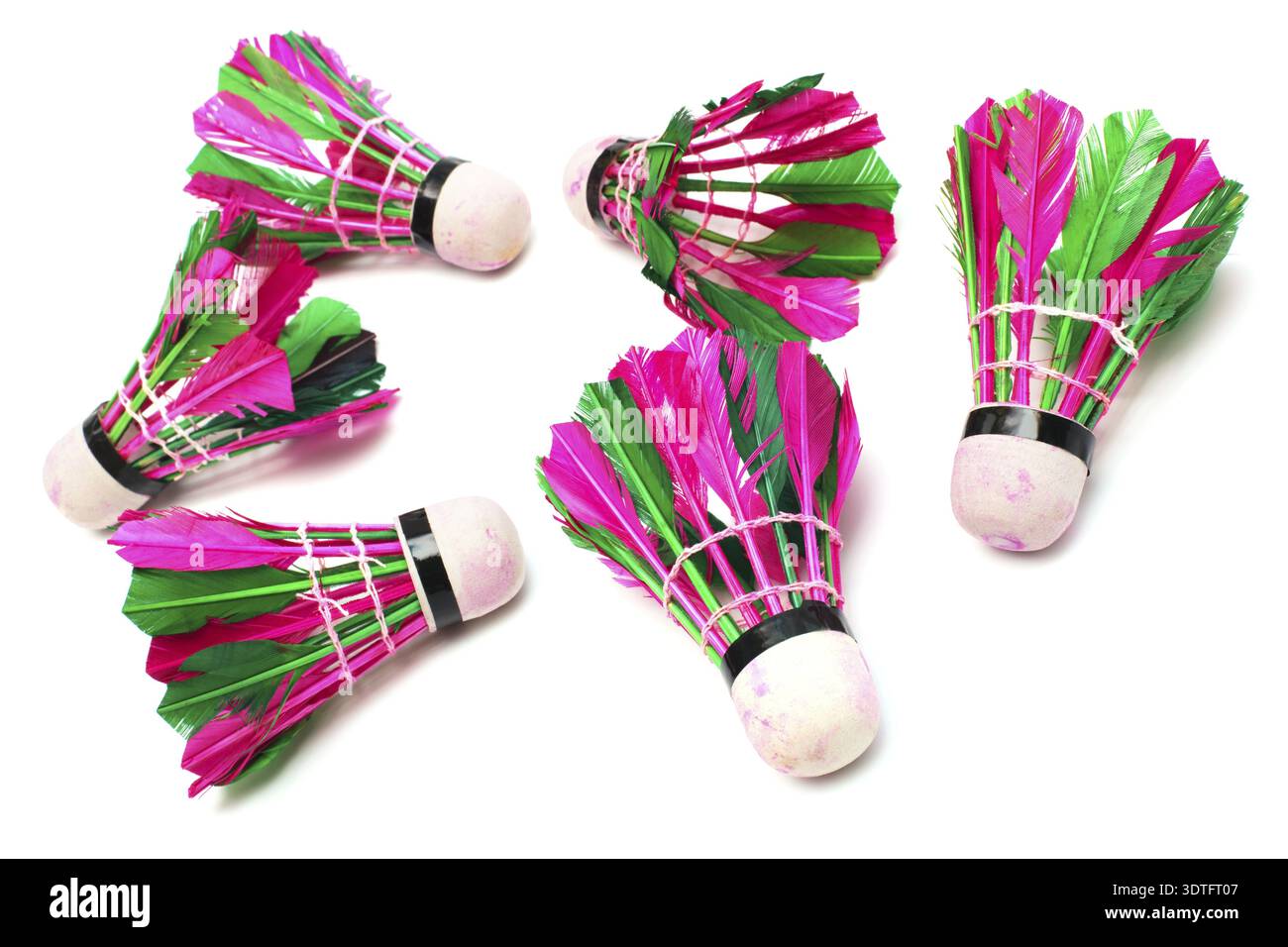 Shuttlecock with feathers on a white background Stock Photo