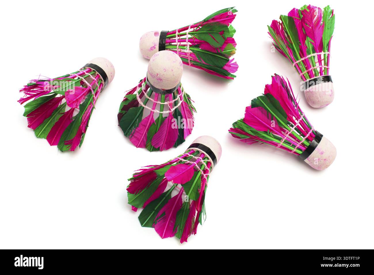 Shuttlecock with feathers on a white background Stock Photo