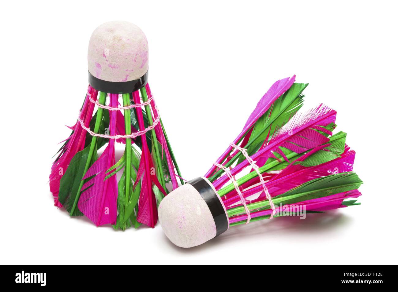 Shuttlecock with feathers on a white background Stock Photo