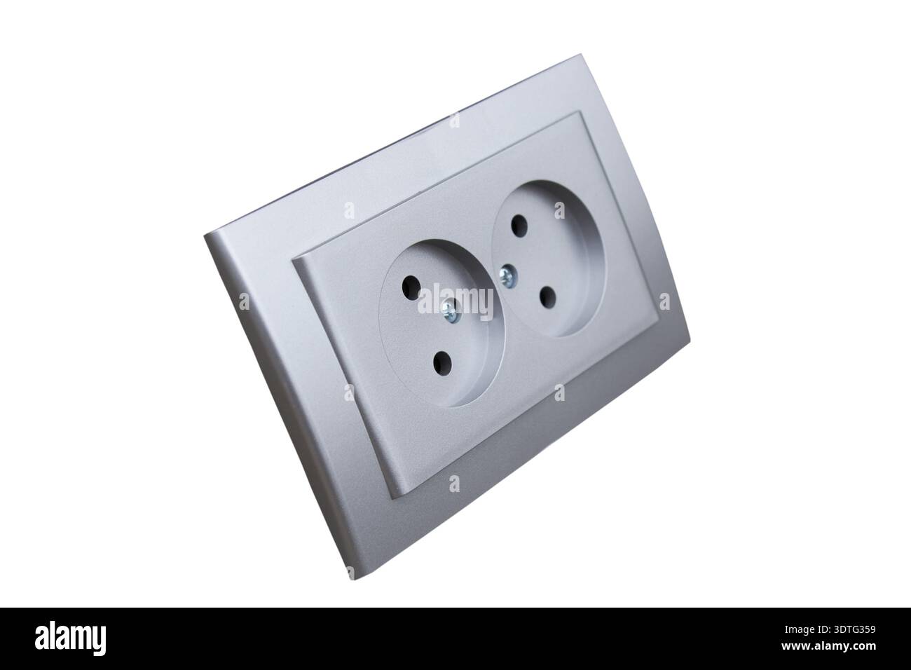 gray electrical outlet isolated on a white background Stock Photo