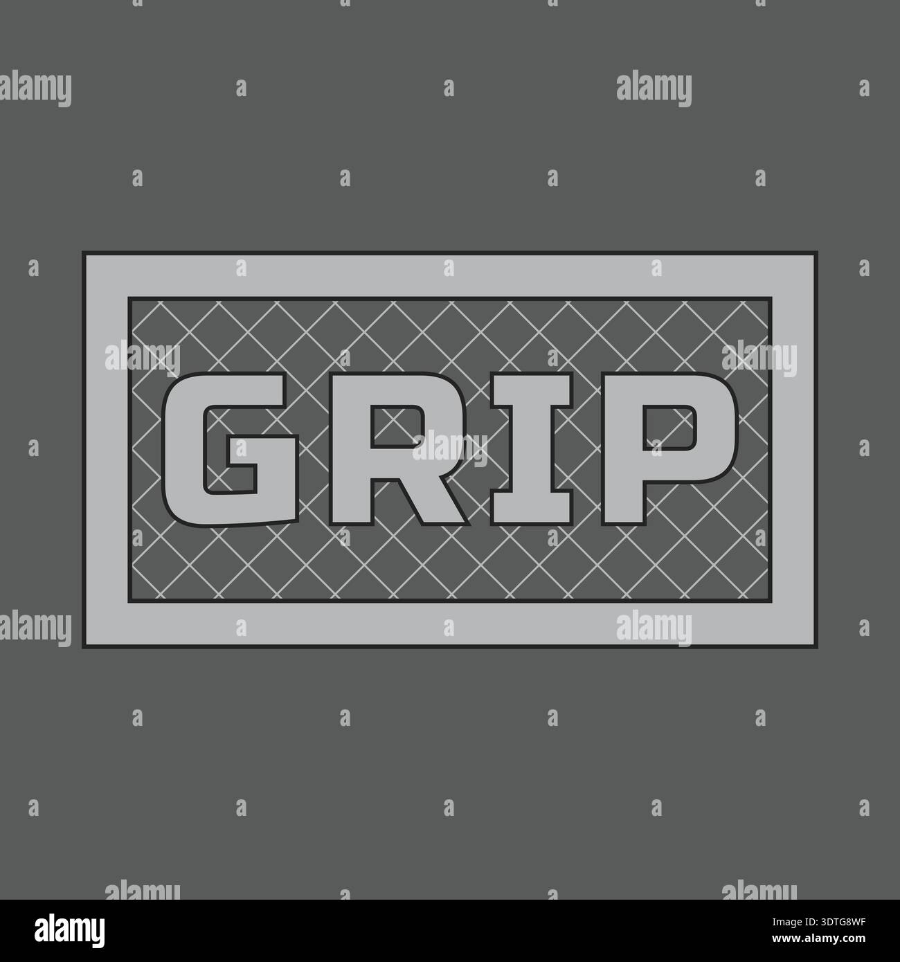 Rectangular label with grip text over a crosshatch texture and framed border Stock Vector