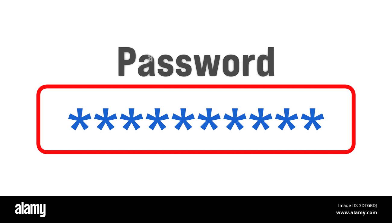 Password input field on a digital screen. Password input field on a ...