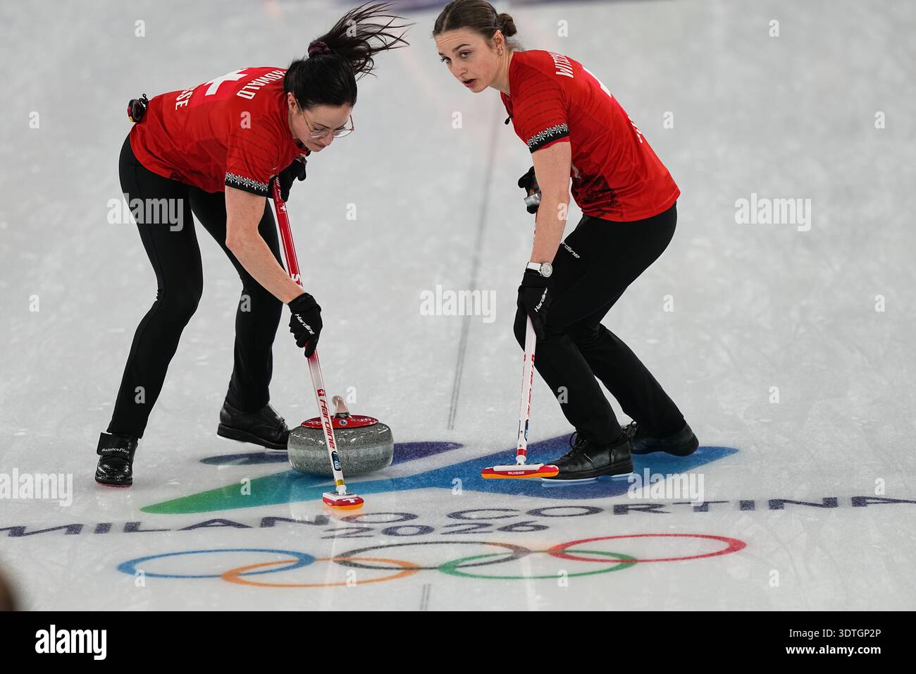 Switzerland's Carole Howald, left, and Selina Witschonke compete during ...