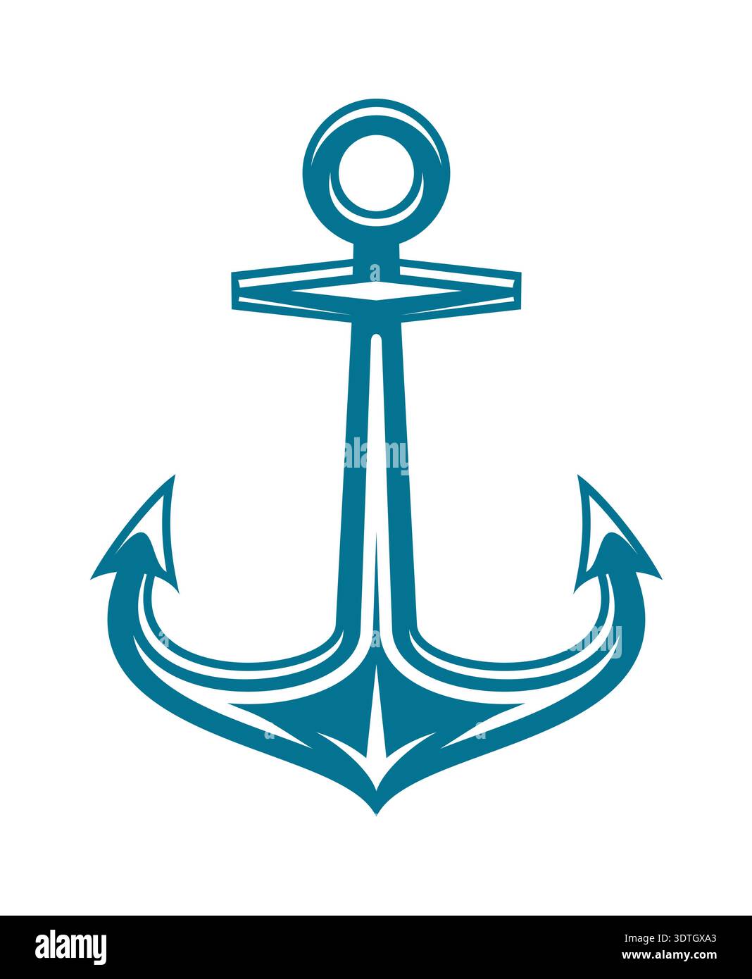 Ship anchor, marine object vector black silhouette Stock Vector