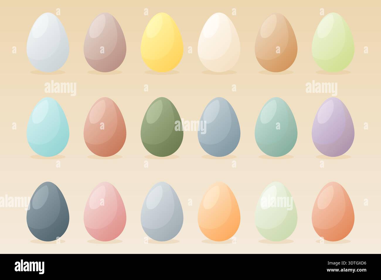 Modern pastel Easter eggs set with muted earth tones vector illustration. Stock Vector