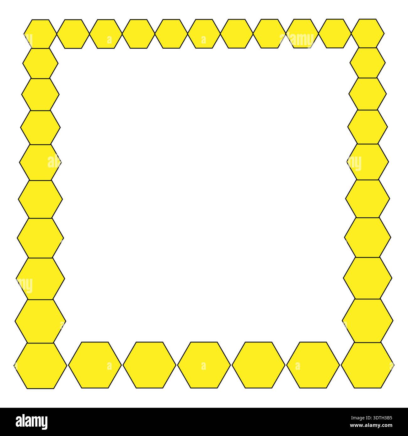 Yellow hexagon border. Geometric frame Vector. Honeycomb shape element. Simple mosaic template. Stock Vector