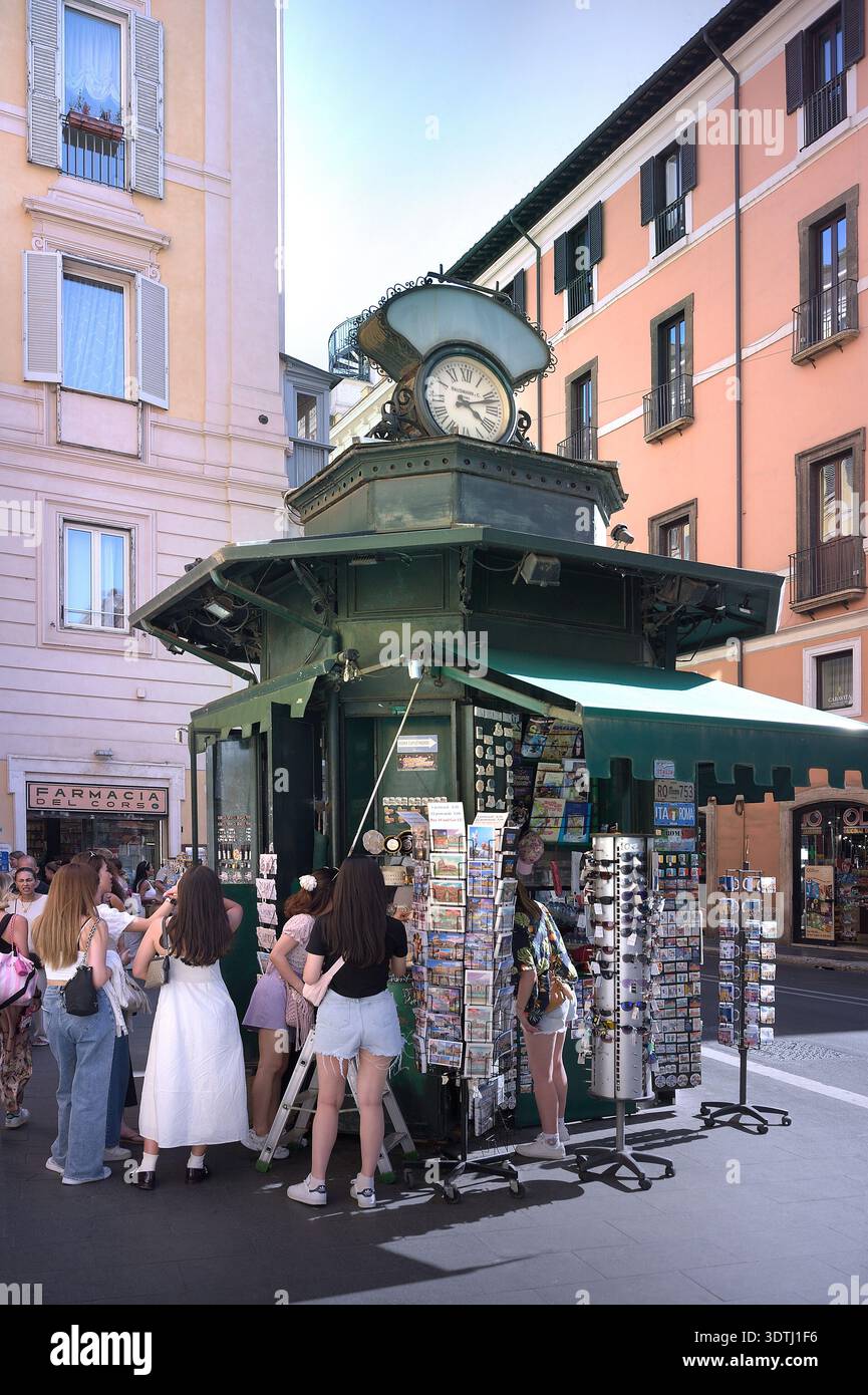 Newspaper In Rome ROME, ITALY - FEBRUARY 22 :Historic newspaper kiosk on Via del Corso in ...