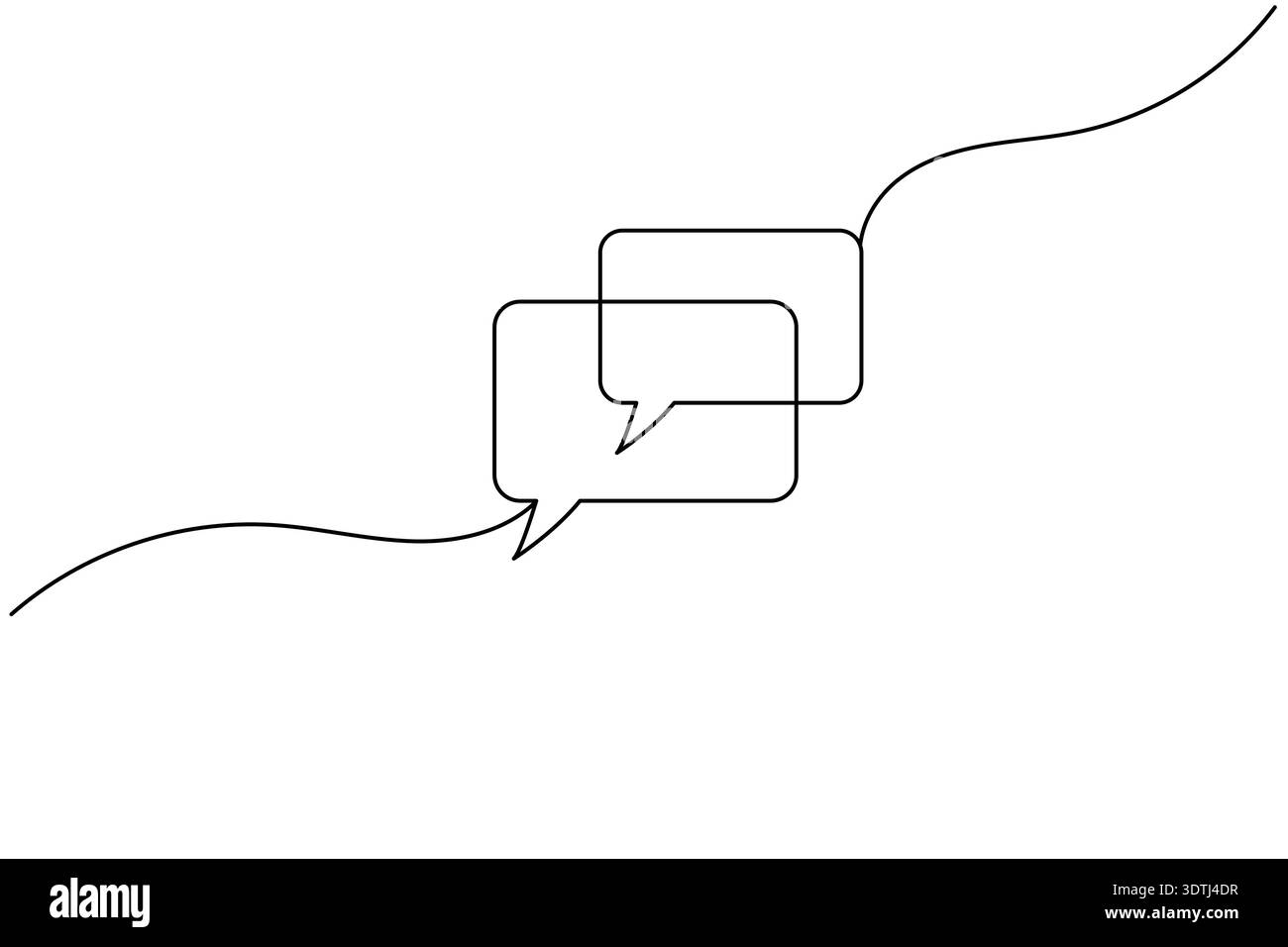 Two speech bubbles continuous one line drawing on white background Stock Vector