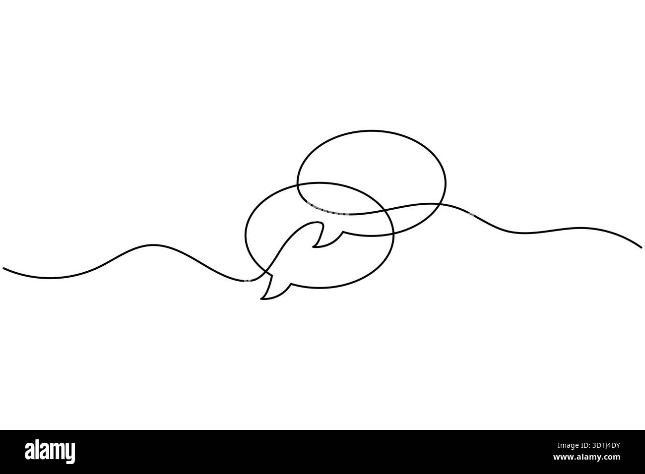 Two square speech bubbles continuous one line drawing on white background Stock Vector