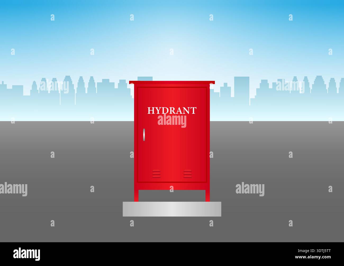 Fire Hydrant Box in Parking Lot. Red Fire Hydrant. Vector Illustration. Stock Vector