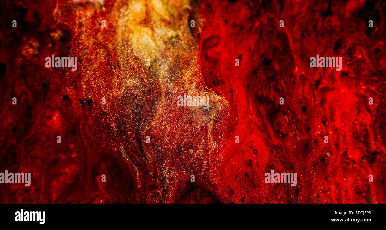 Shimmering mix ink stream defocused magma leak Stock Photo
