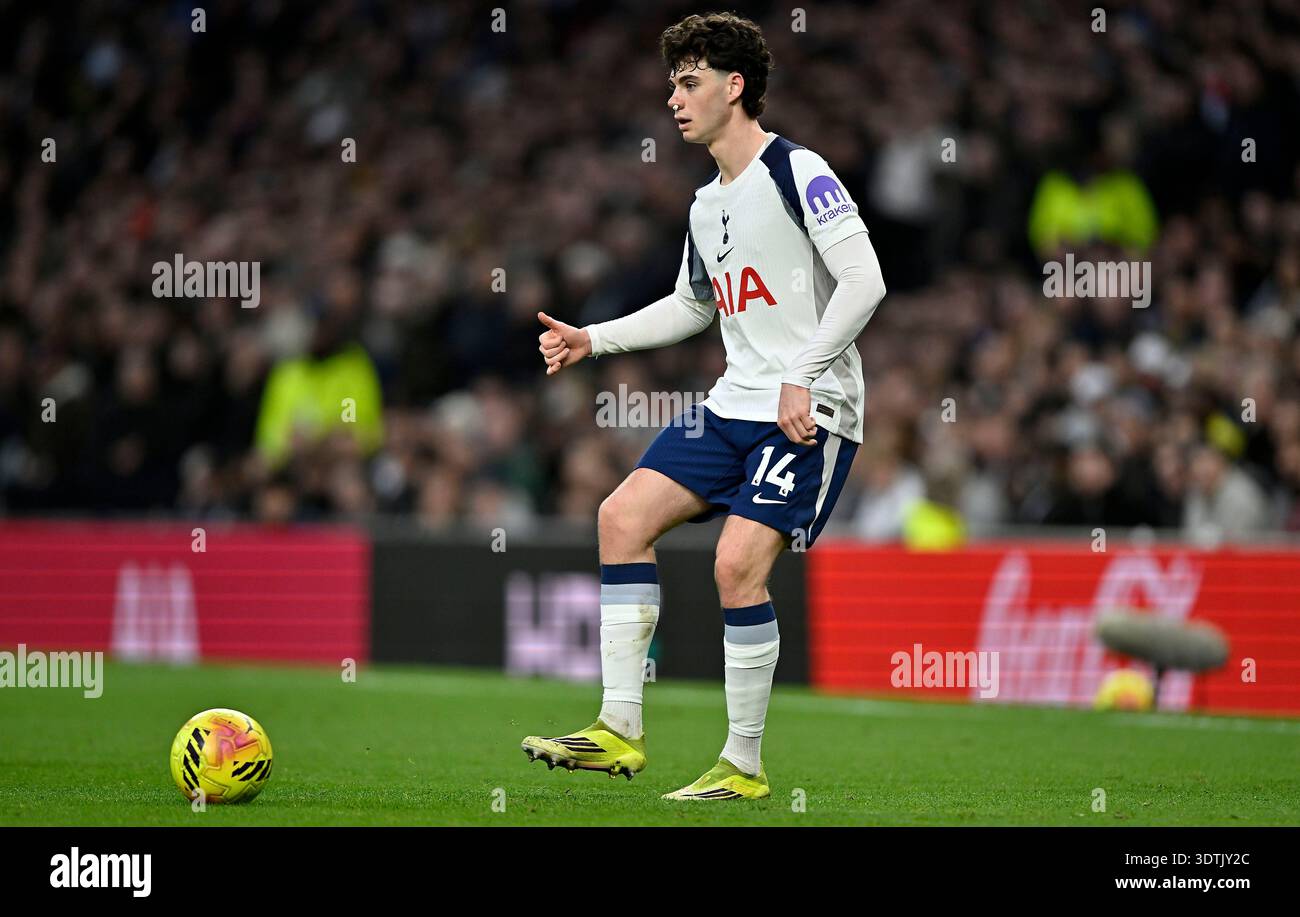 London UK 22nd February 2026. Archie Gray (Spurs) during the Tottenham ...