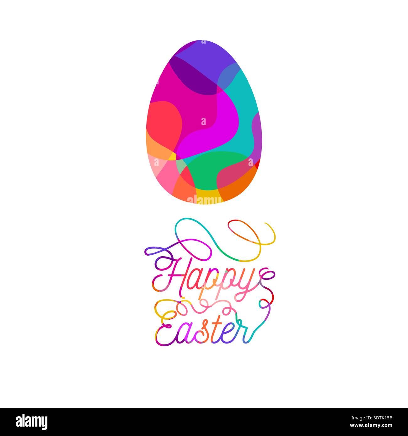 colored egg Easter card. hand drawn. Not AI, Vector illustration. Stock Vector