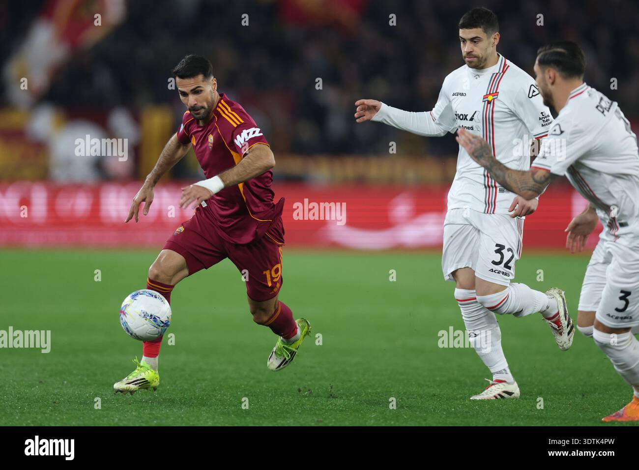 Rome, Italy - February 22, 2026: Zeki Celik of Roma , Martin Payero of ...