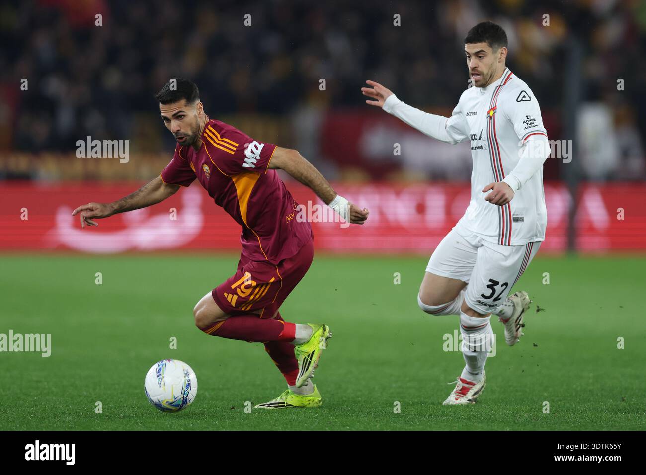 Rome, Italy - February 22, 2026: Zeki Celik of Roma , Martin Payero of ...