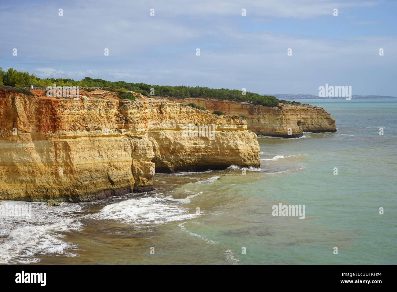 Rocky Headland near Praia de Benagil, Algarve, Portugal Stock Photo