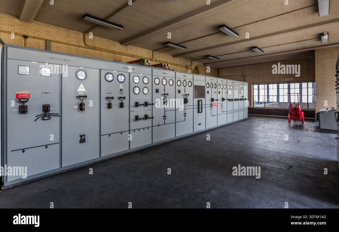 Industrial control room with electrical panels (broadcast power ...