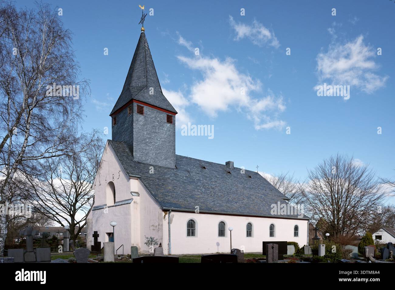 St Martinus church and town wall with tower Engelsturm in spring
