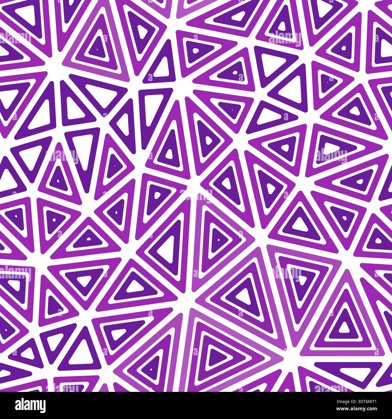 Triangles pattern. Large shape size. Multiple repeated inner triangles. Single color tone style. Repeatable pattern. Beautiful vector tiles. Stock Vector