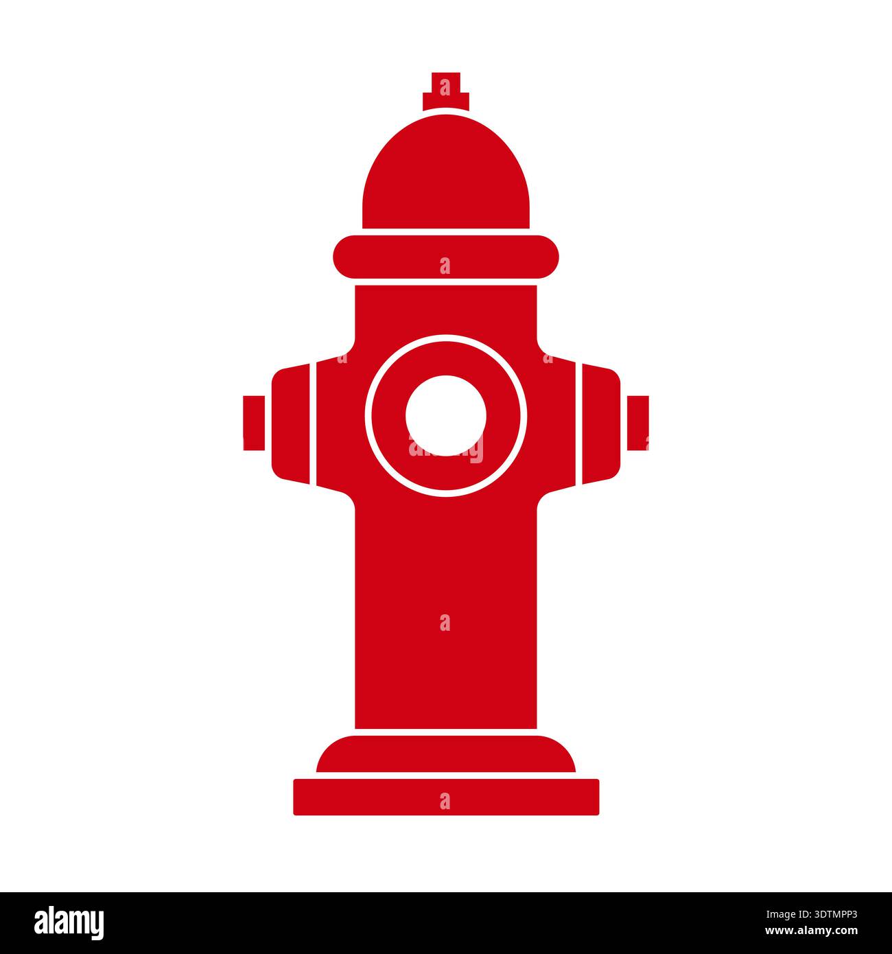 Fire Hydrant Icon Symbol. Vector Illustration Isolated on Red Background. Stock Vector