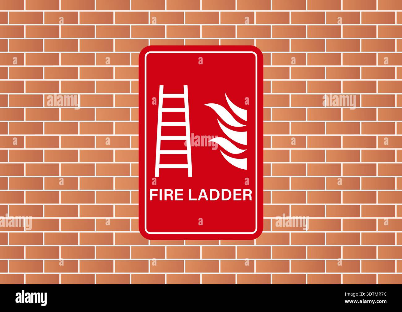 Fire Ladder Sign on Wall. Vector Illustration. Stock Vector