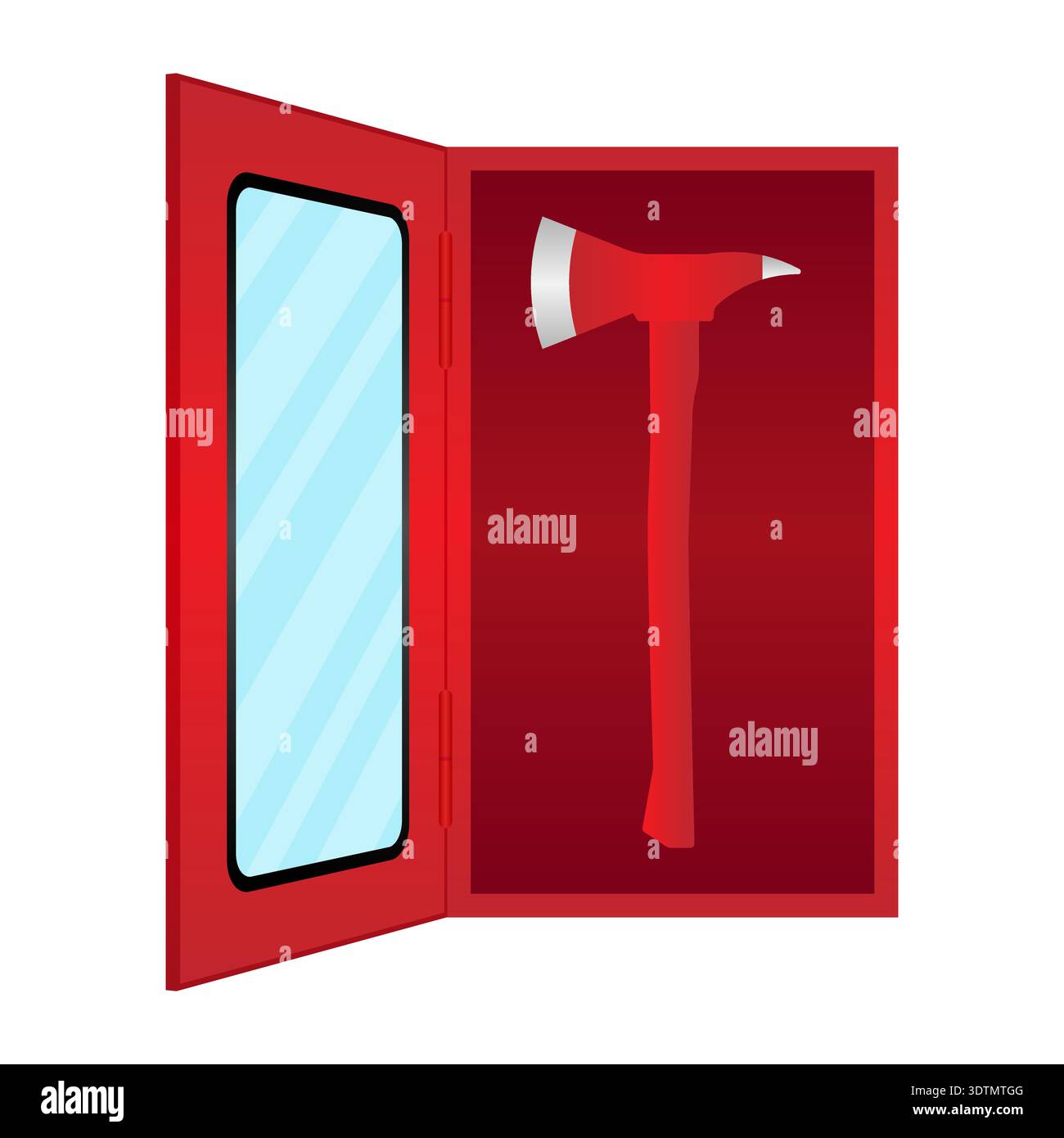 Fire Axe Box. Firefighter Axe. Vector Illustration Isolated on White Background. Stock Vector