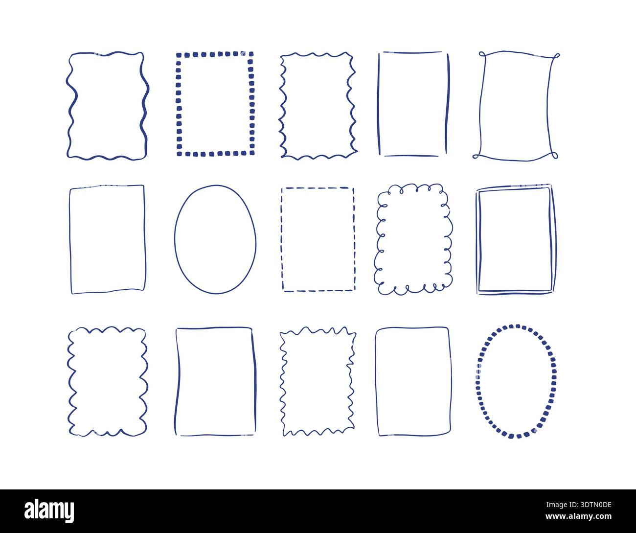 Whimsy hand drawn frame set. Stock Vector