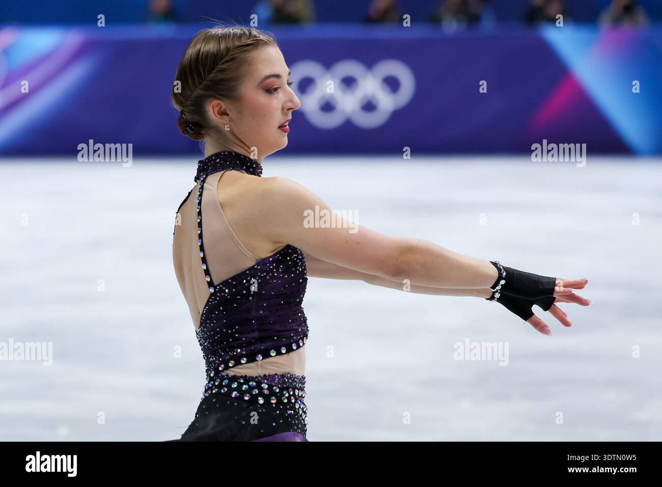 Olga Mikutina of Austria competes during the Figure Skating Women