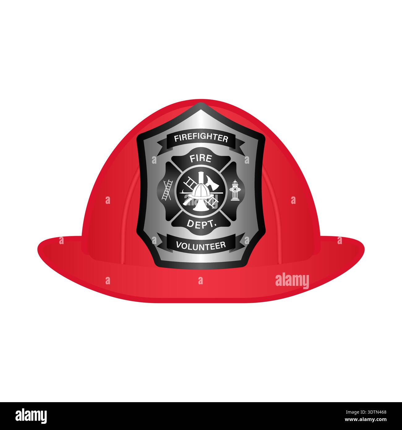 Firefighter Helmet. Fireman Hat. Vector Illustration Isolated on White Background. Stock Vector