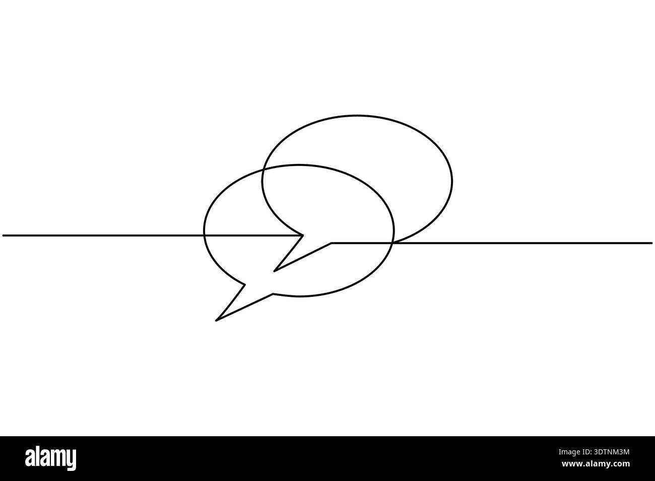 Two square speech bubbles continuous line art drawing Stock Vector